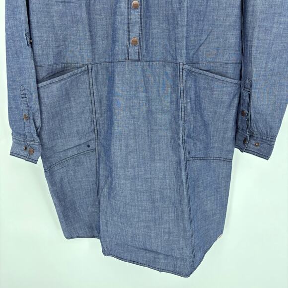Duluth Trading Rootstock Chambray Shirt Dress XL Org Cotton Gardening NWOT Defct - Picture 5 of 9